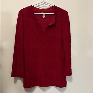 St. John red lacy top, Sz P